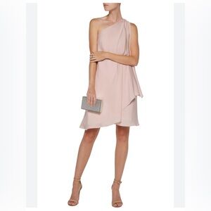 NWT Halston Heritage Overlap Shift Dress in Barely Pink, size XS